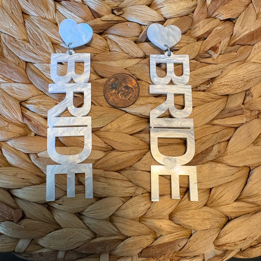 White Acrylic Bride Earrings